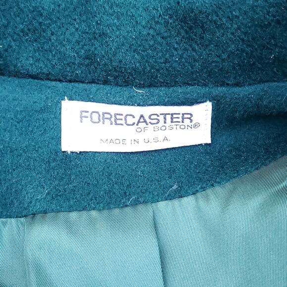 Vintage Forecaster Green Wool  Double Breasted Winter Trench Coat 13 /14 Petite - Picture 12 of 16